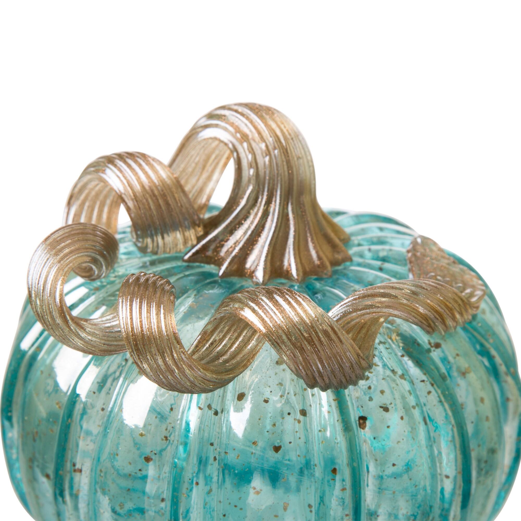 Glitzhome® Small Glass Pumpkin, Blue